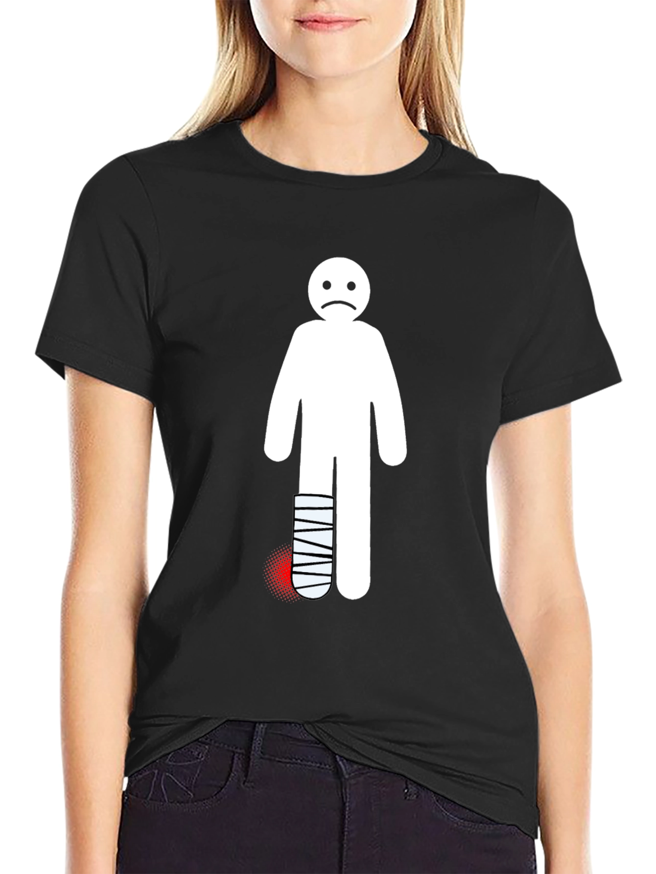 Sad Stick Figure Broken Leg T-Shirt