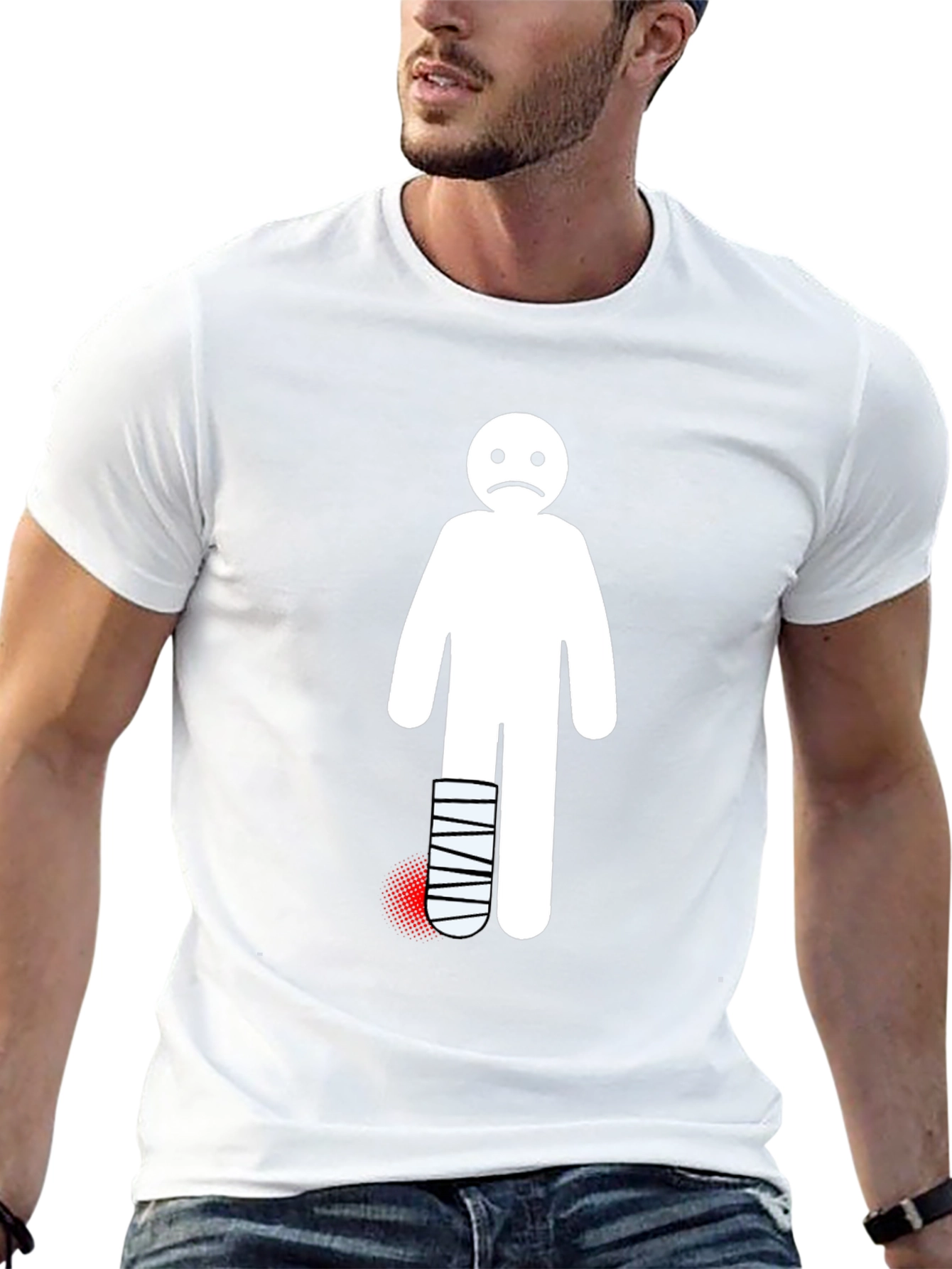 Sad Stick Figure Broken Leg T-Shirt
