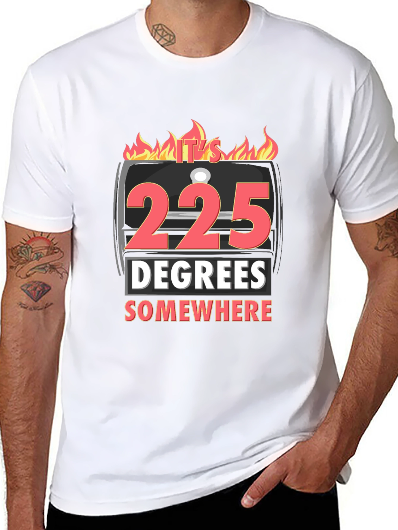 225 Degrees Somewhere BBQ Graphic T-Shirt