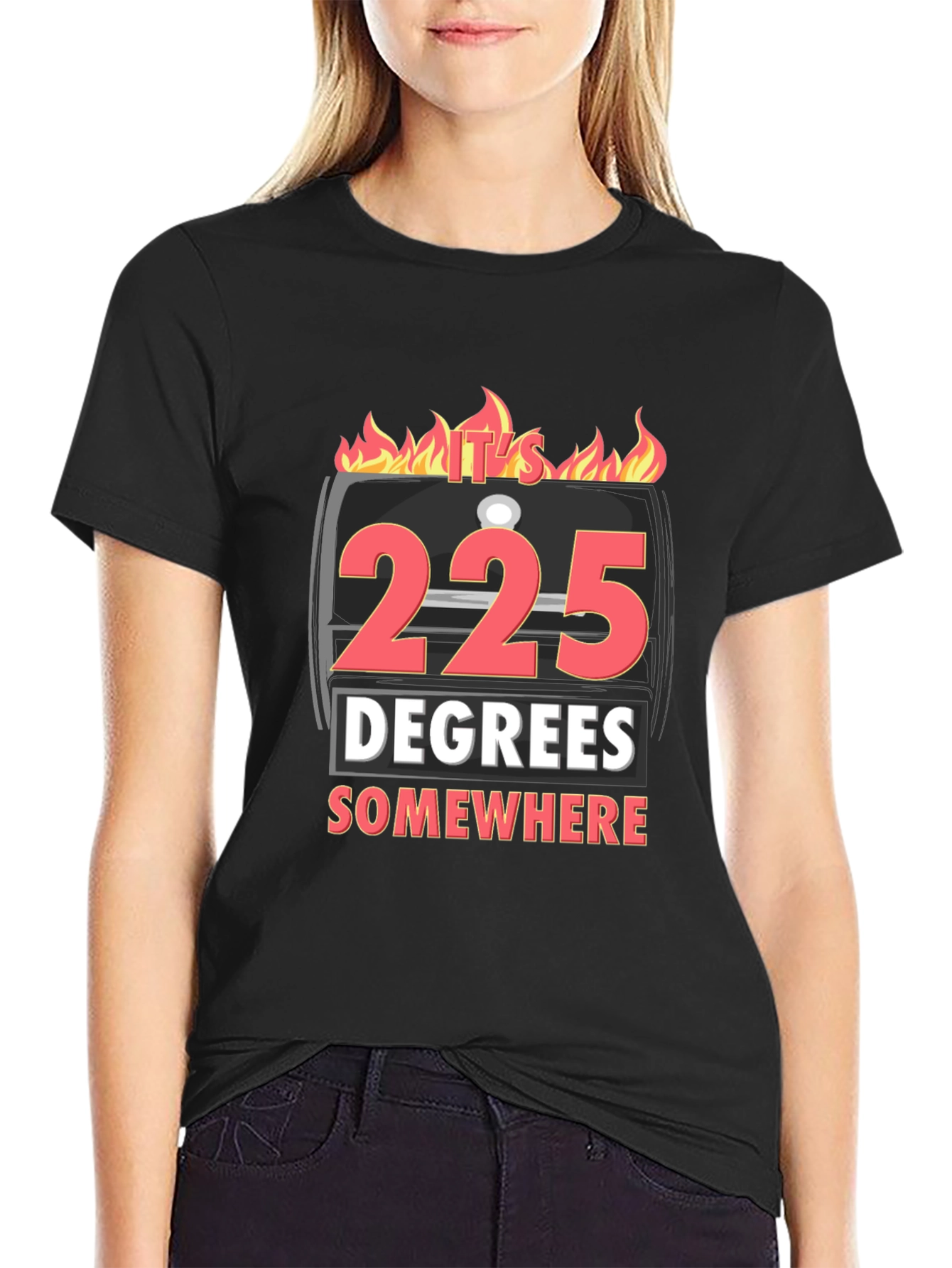 225 Degrees Somewhere BBQ Graphic T-Shirt