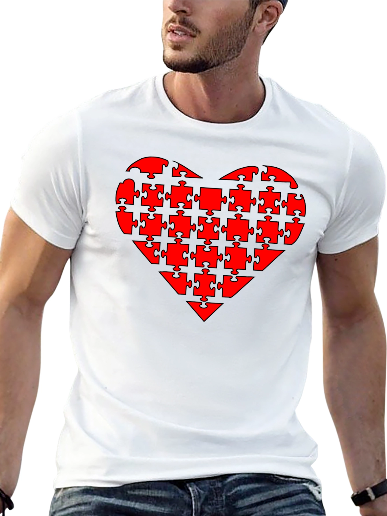 Puzzle Heart Tee - Black Casual T-Shirt