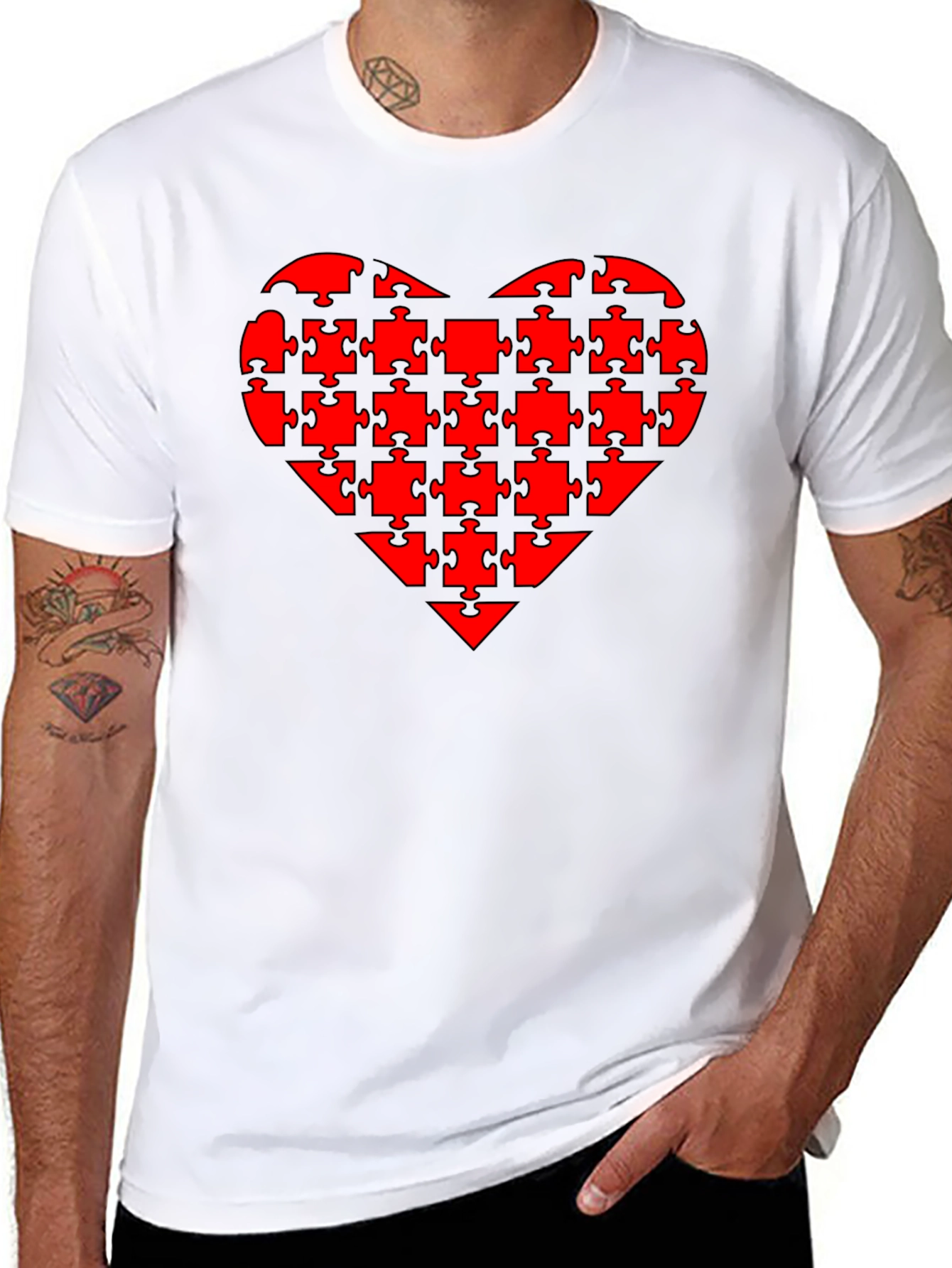 Puzzle Heart Tee - Black Casual T-Shirt