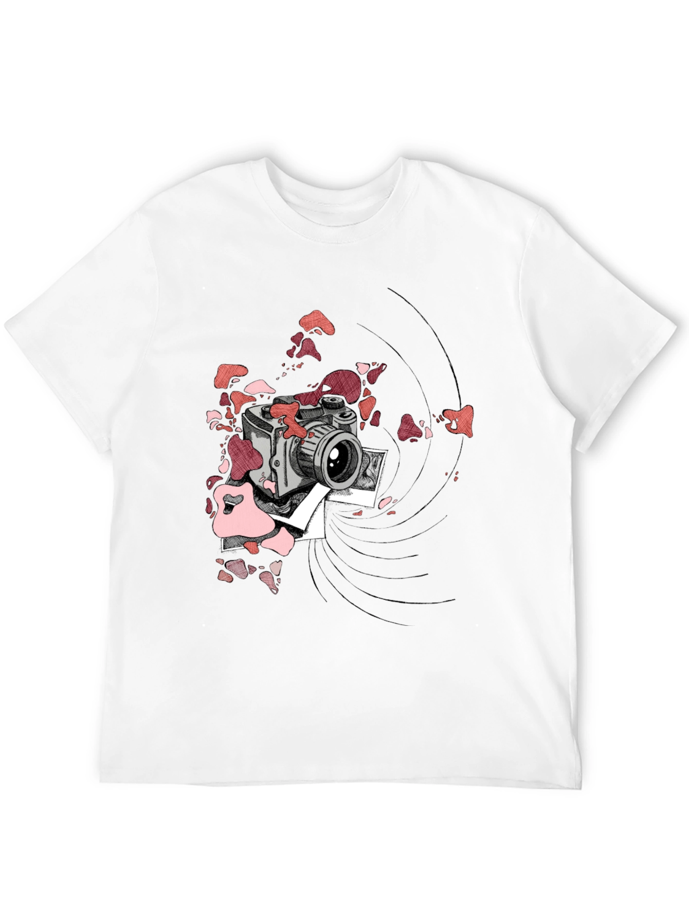 Retro Camera Graphic Tee - Black Cotton T-Shirt
