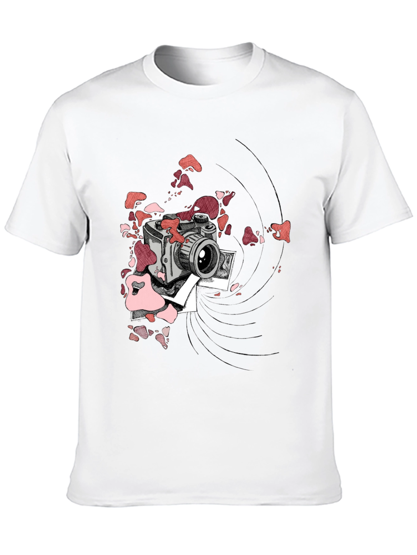 Retro Camera Graphic Tee - Black Cotton T-Shirt