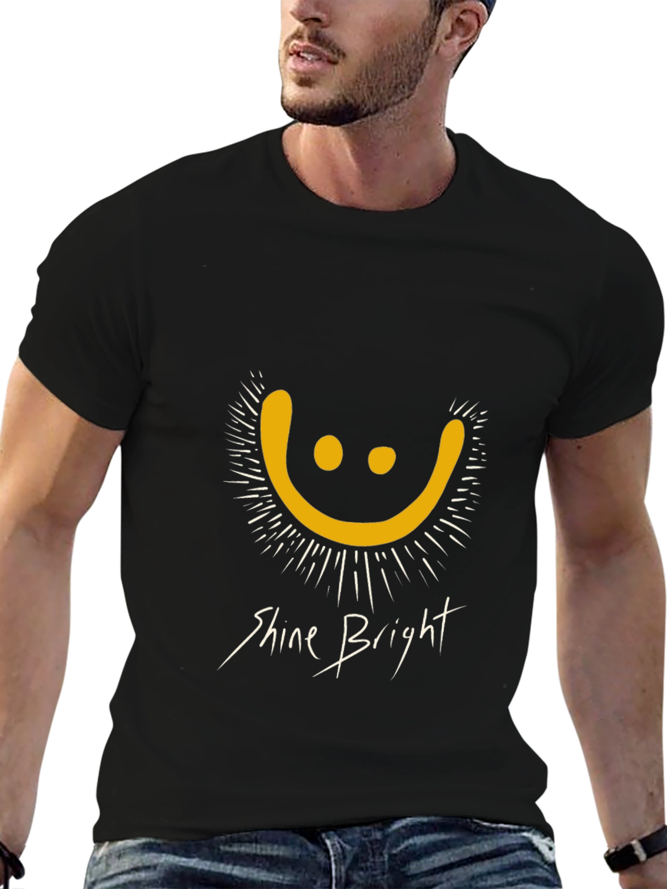 Shine Bright Graphic Tee - Black Cotton T-Shirt