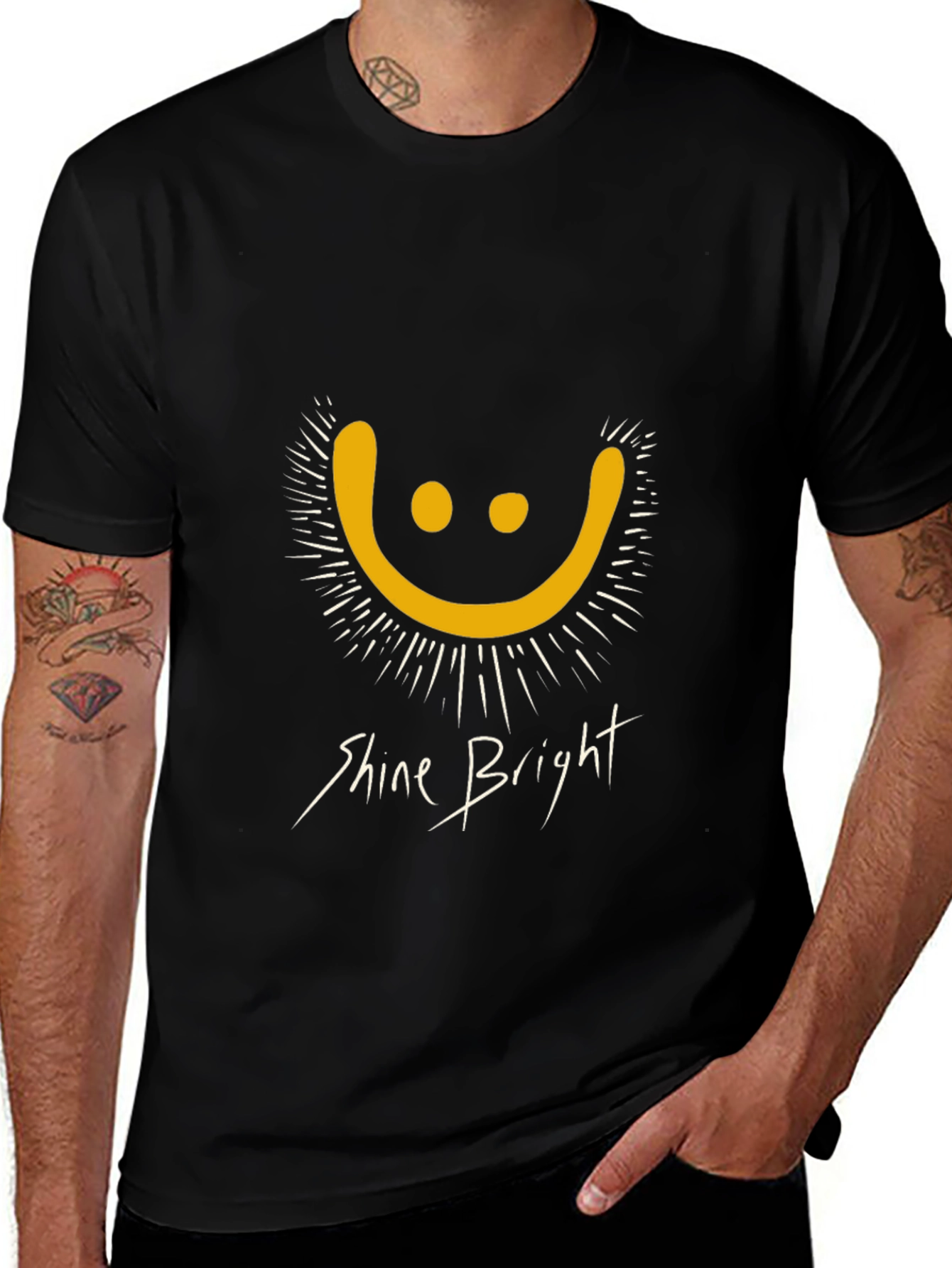Shine Bright Graphic Tee - Black Cotton T-Shirt