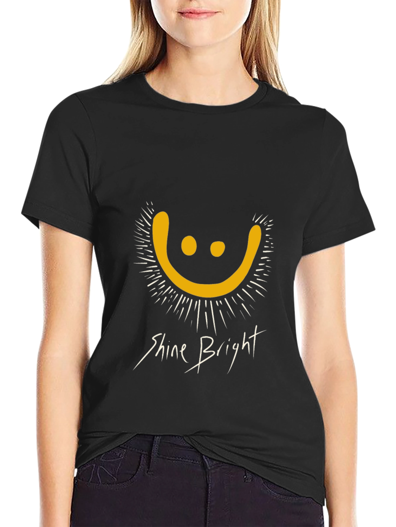 Shine Bright Graphic Tee - Black Cotton T-Shirt