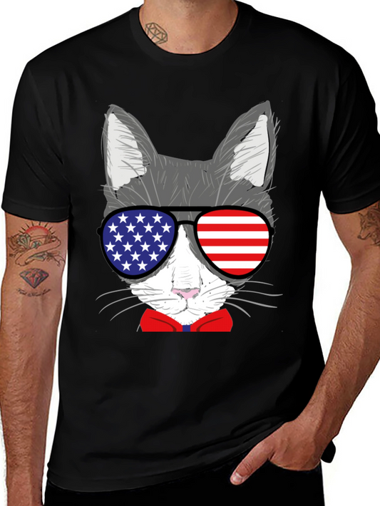 Patriotic Cat T-Shirt - USA Sunglasses