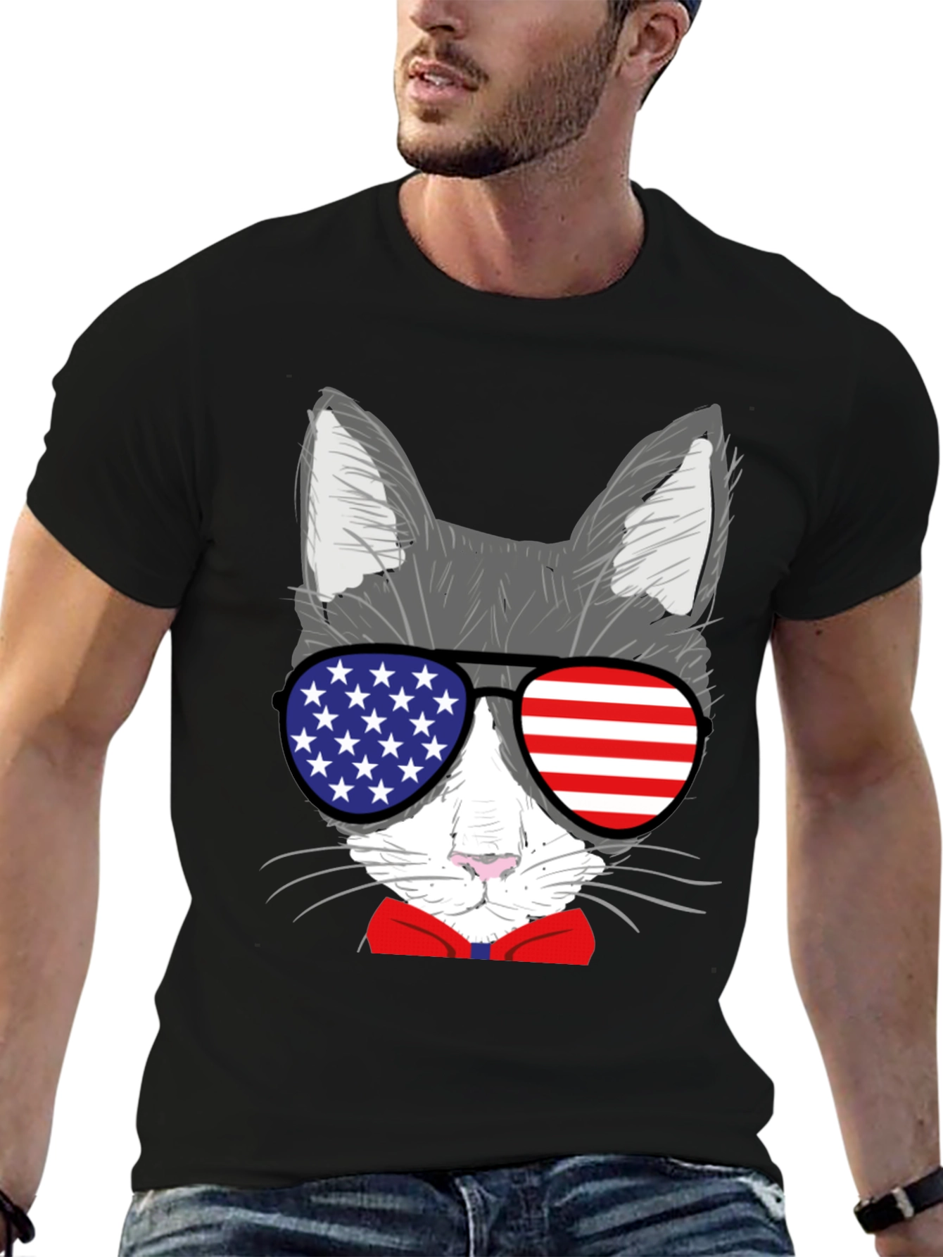 Patriotic Cat T-Shirt - USA Sunglasses
