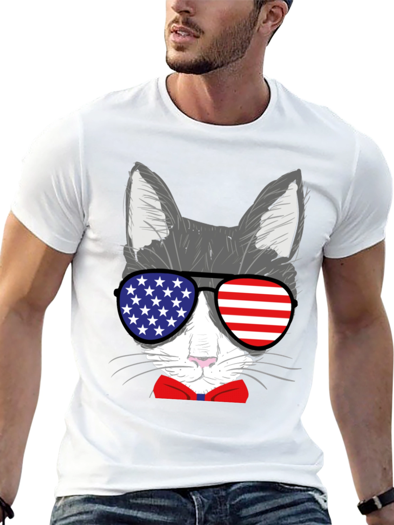 Patriotic Cat T-Shirt - USA Sunglasses
