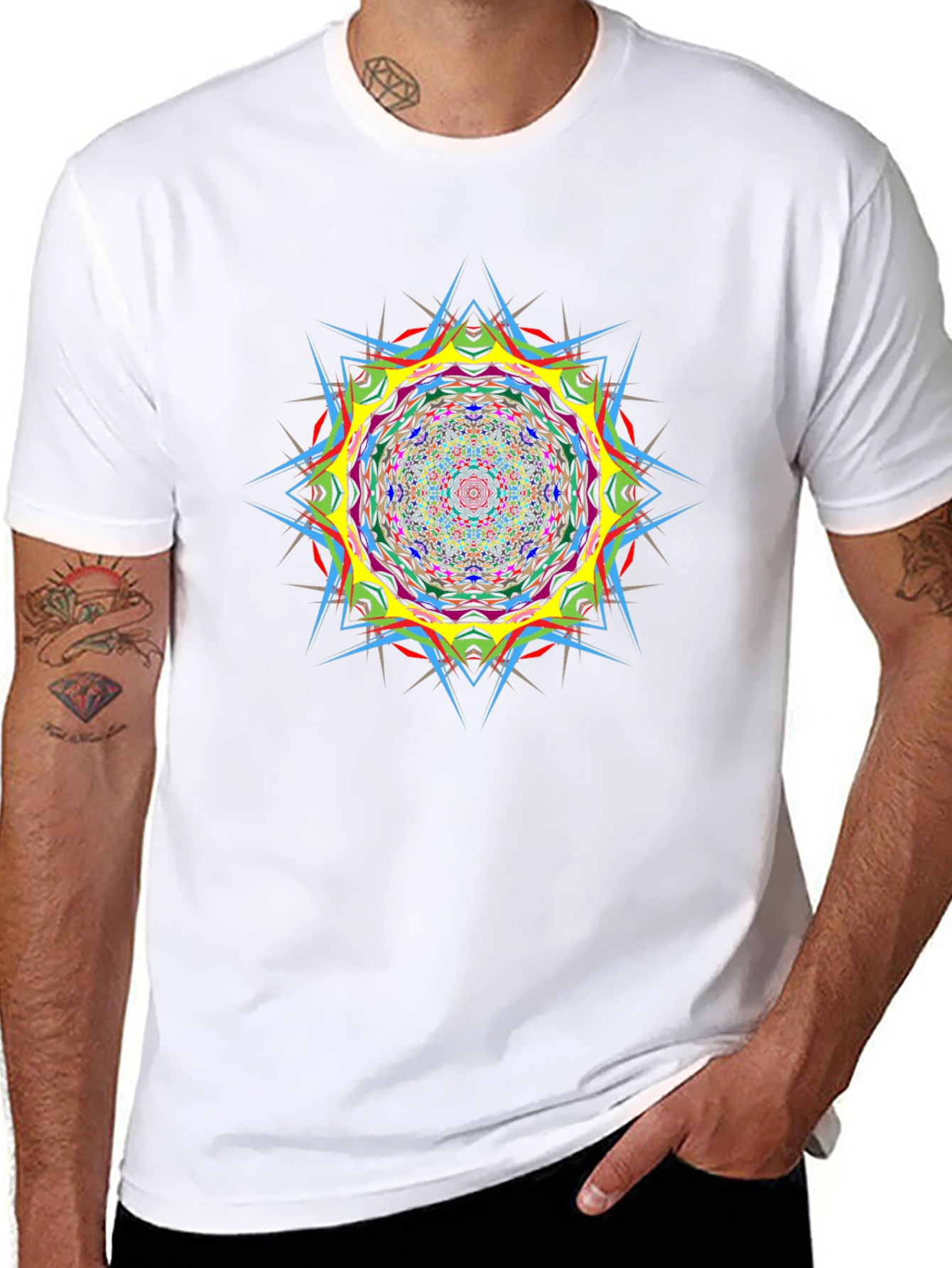 Psychedelic Mandala Graphic Black T-Shirt
