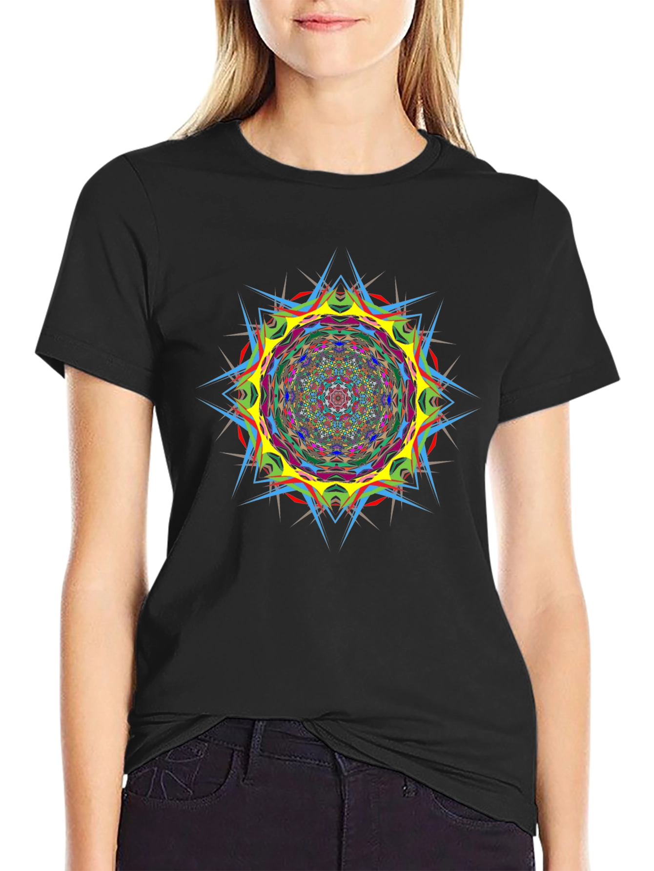 Psychedelic Mandala Graphic Black T-Shirt