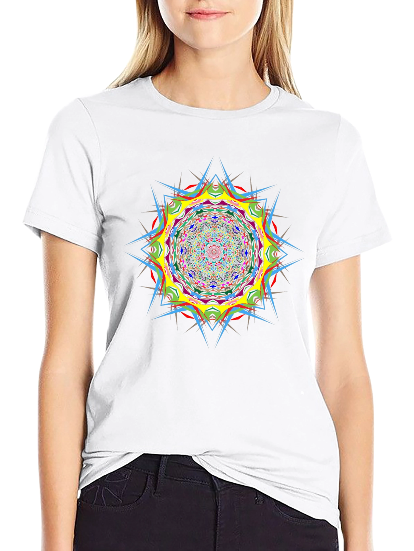 Psychedelic Mandala Graphic Black T-Shirt