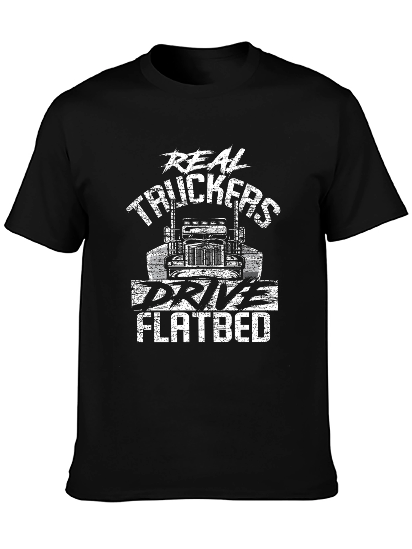 Real Truckers Drive Flatbed Black T-Shirt