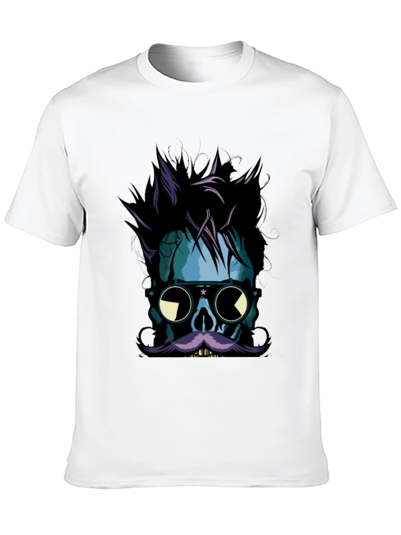 Skull with Mustache Graphic Tee