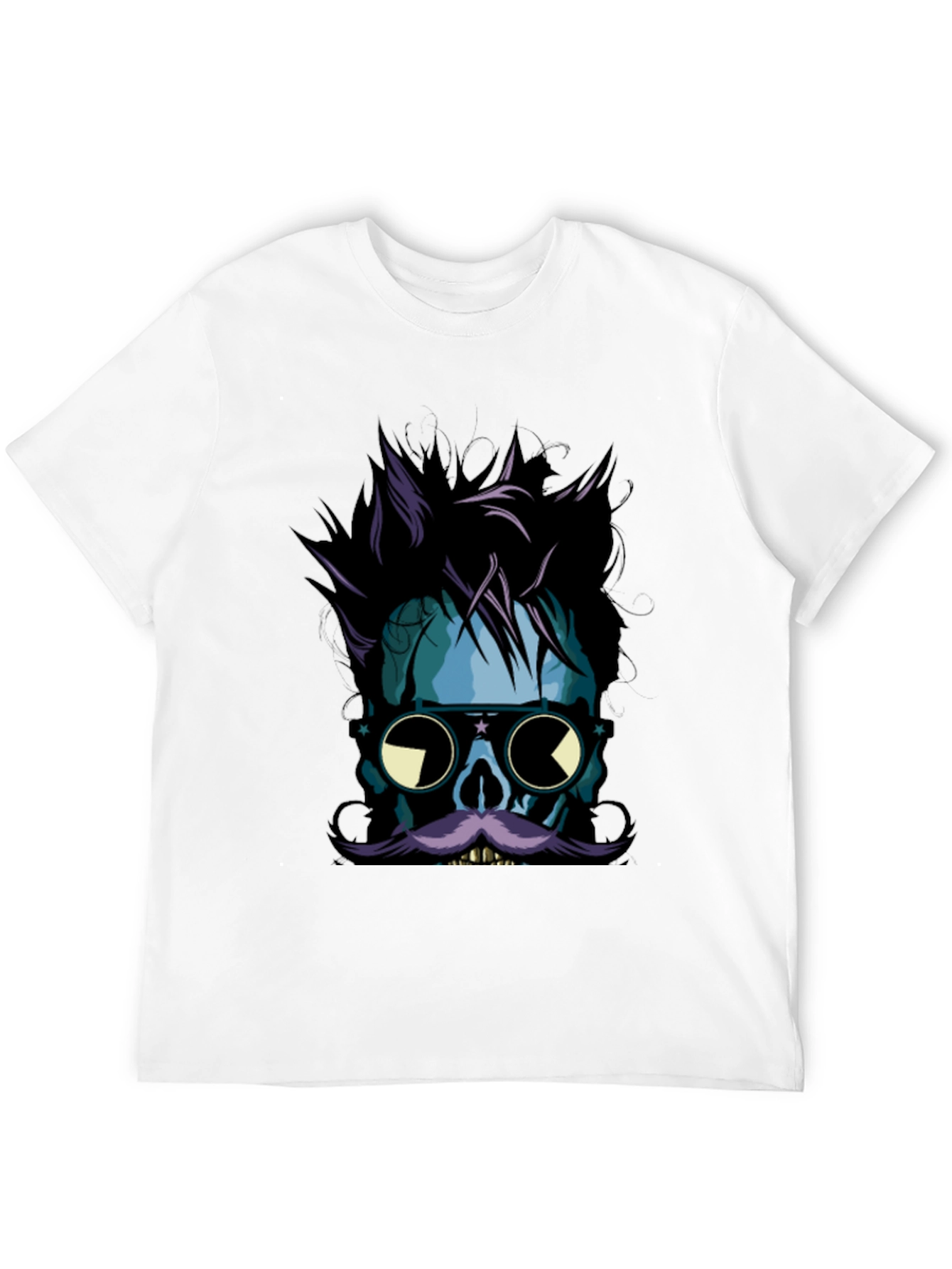 Skull with Mustache Graphic Tee