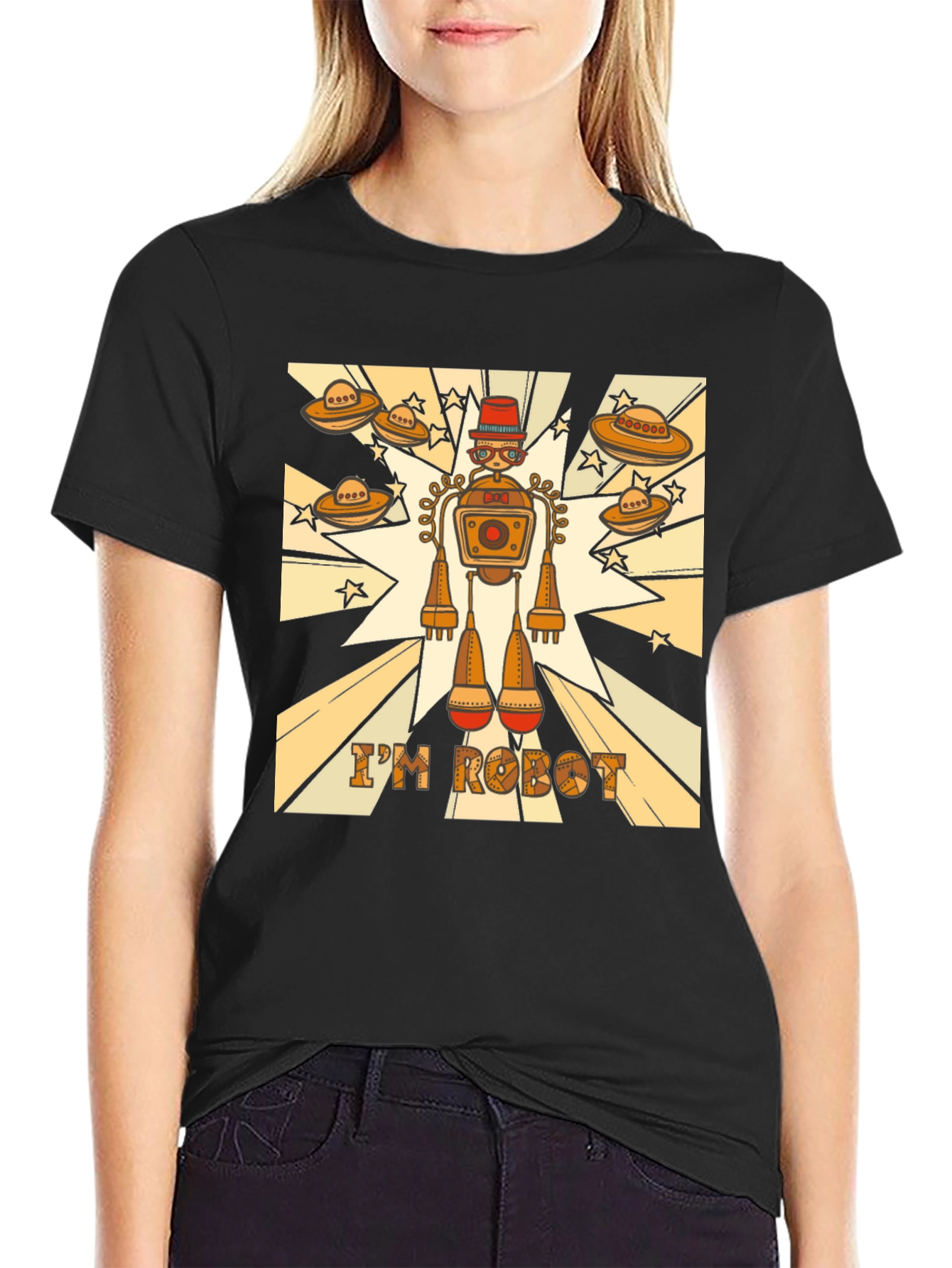 Retro Robot Graphic Tee - Sci-Fi Style