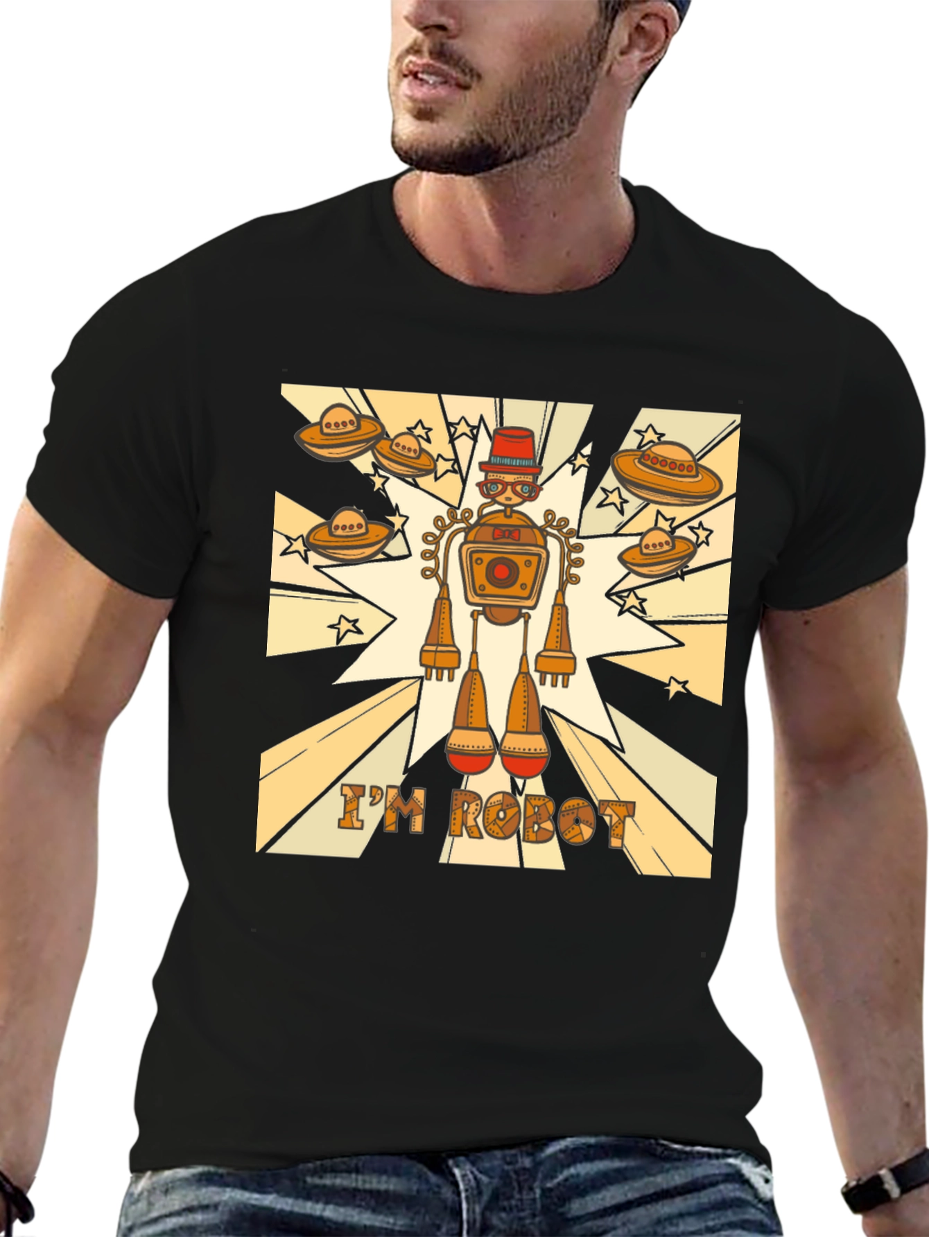 Retro Robot Graphic Tee - Sci-Fi Style