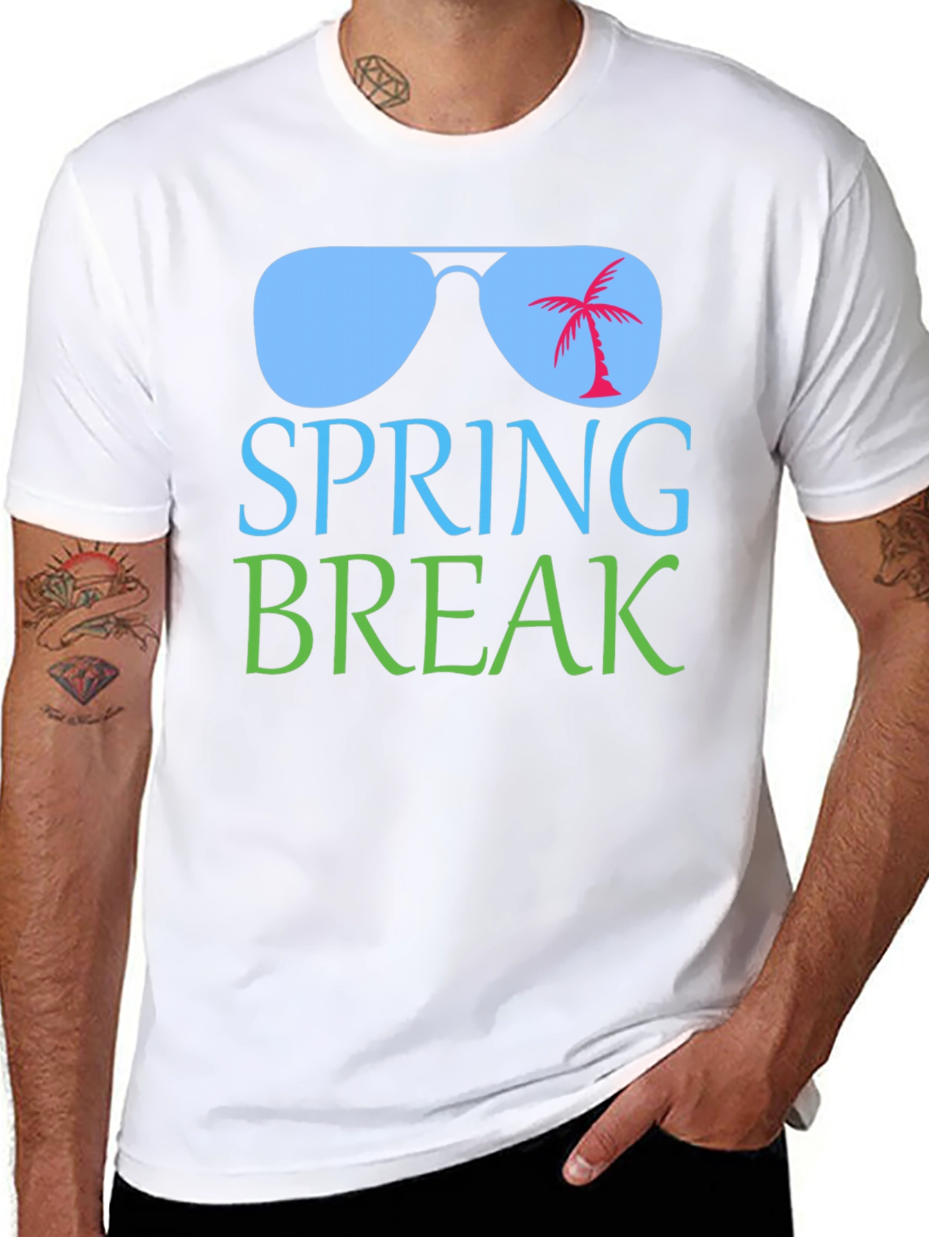 Spring Break Palm Tree Sunglasses Graphic T-Shirt