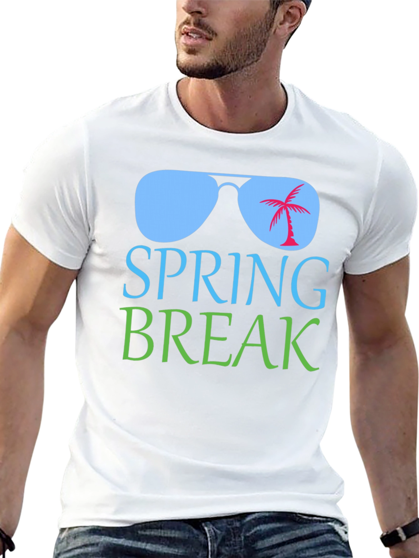 Spring Break Palm Tree Sunglasses Graphic T-Shirt