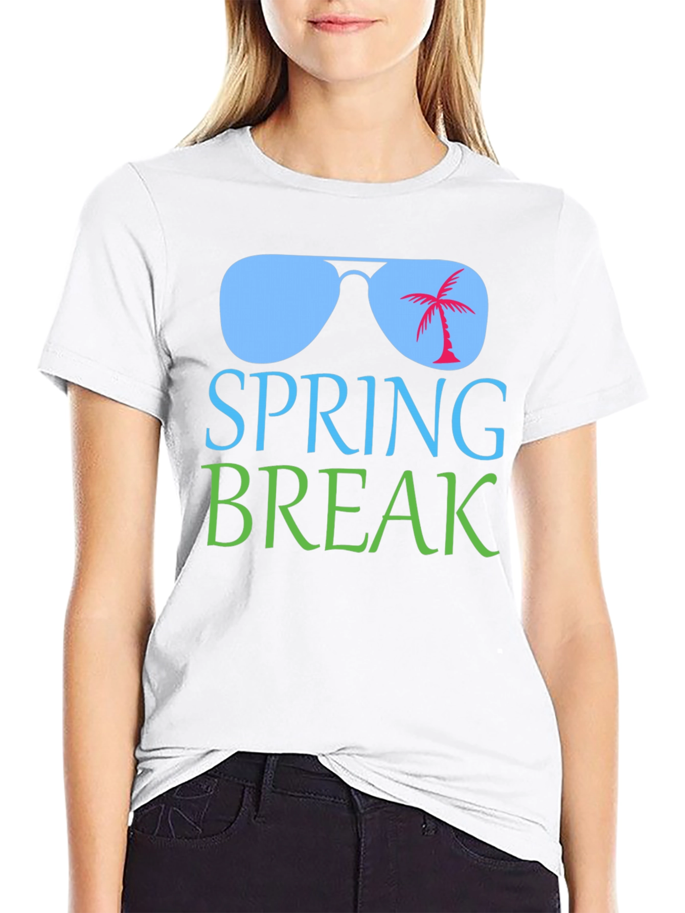 Spring Break Palm Tree Sunglasses Graphic T-Shirt