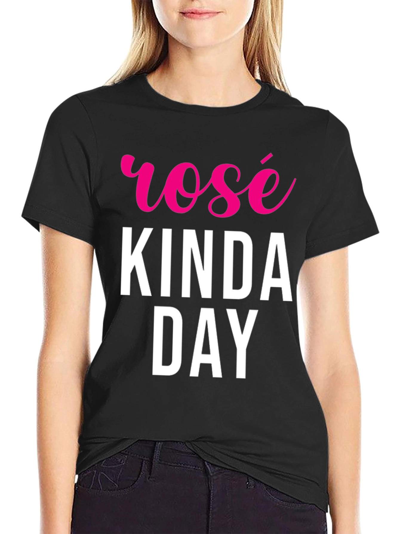 Rosé Kinda Day Black T-Shirt