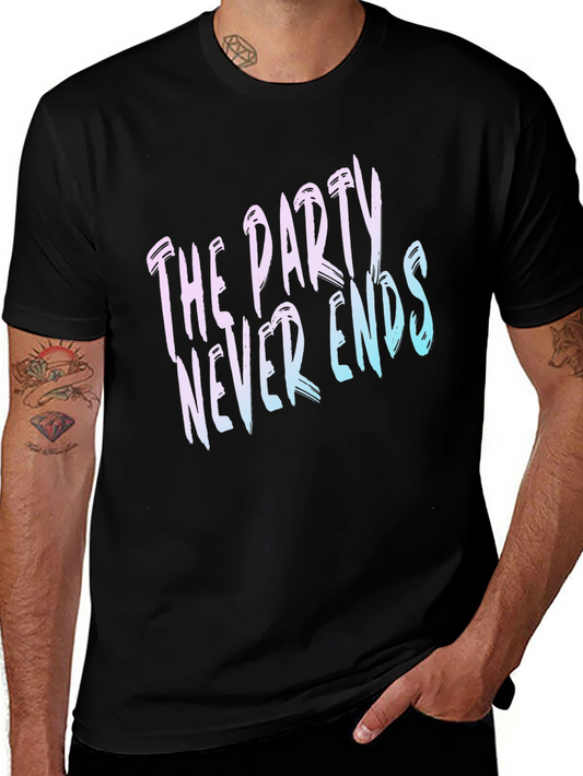 The Party Never Ends Graphic Tee - Black Cotton T-Shirt