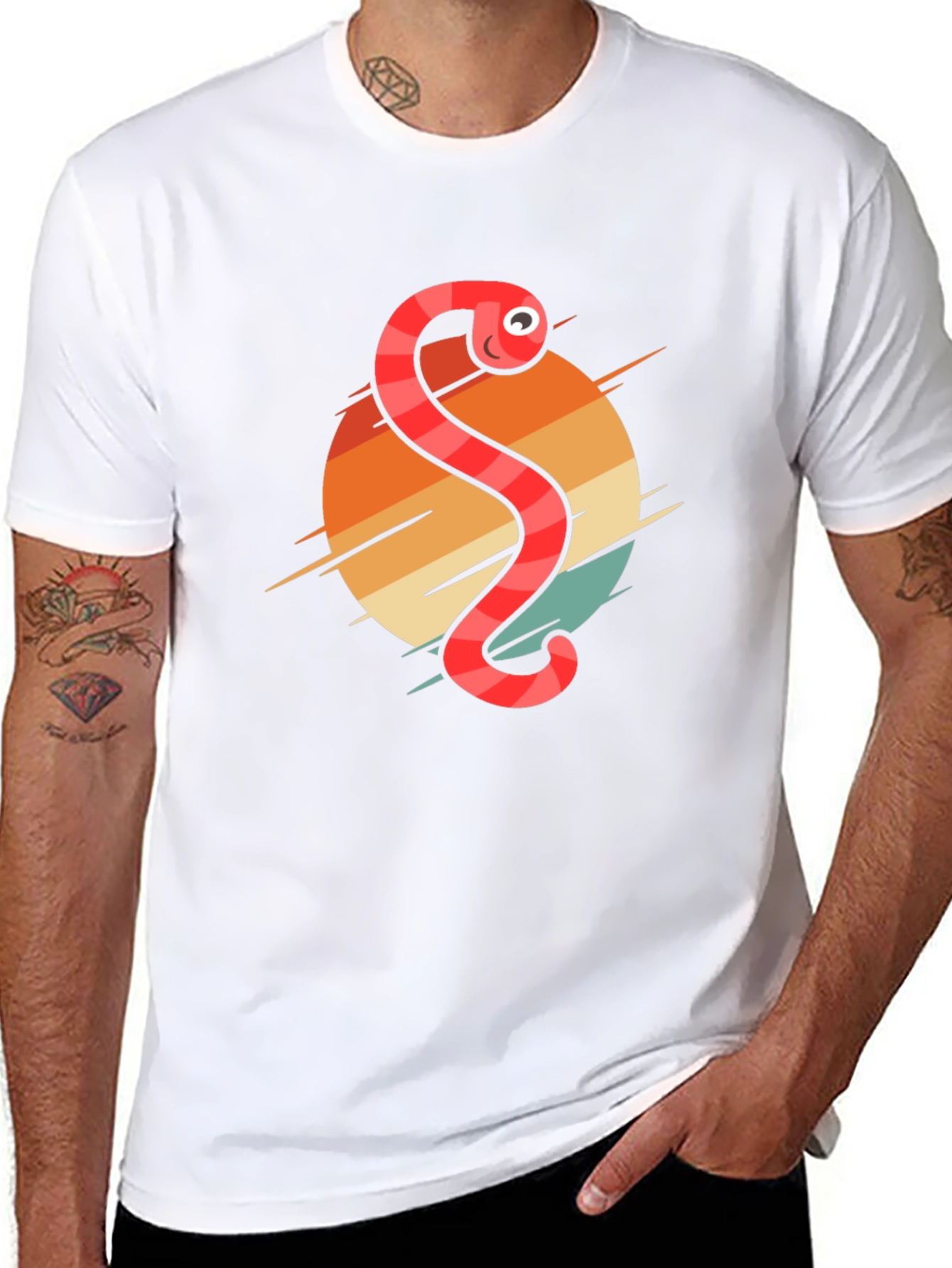 Retro Worm Graphic Tee - Fun Novelty T-Shirt