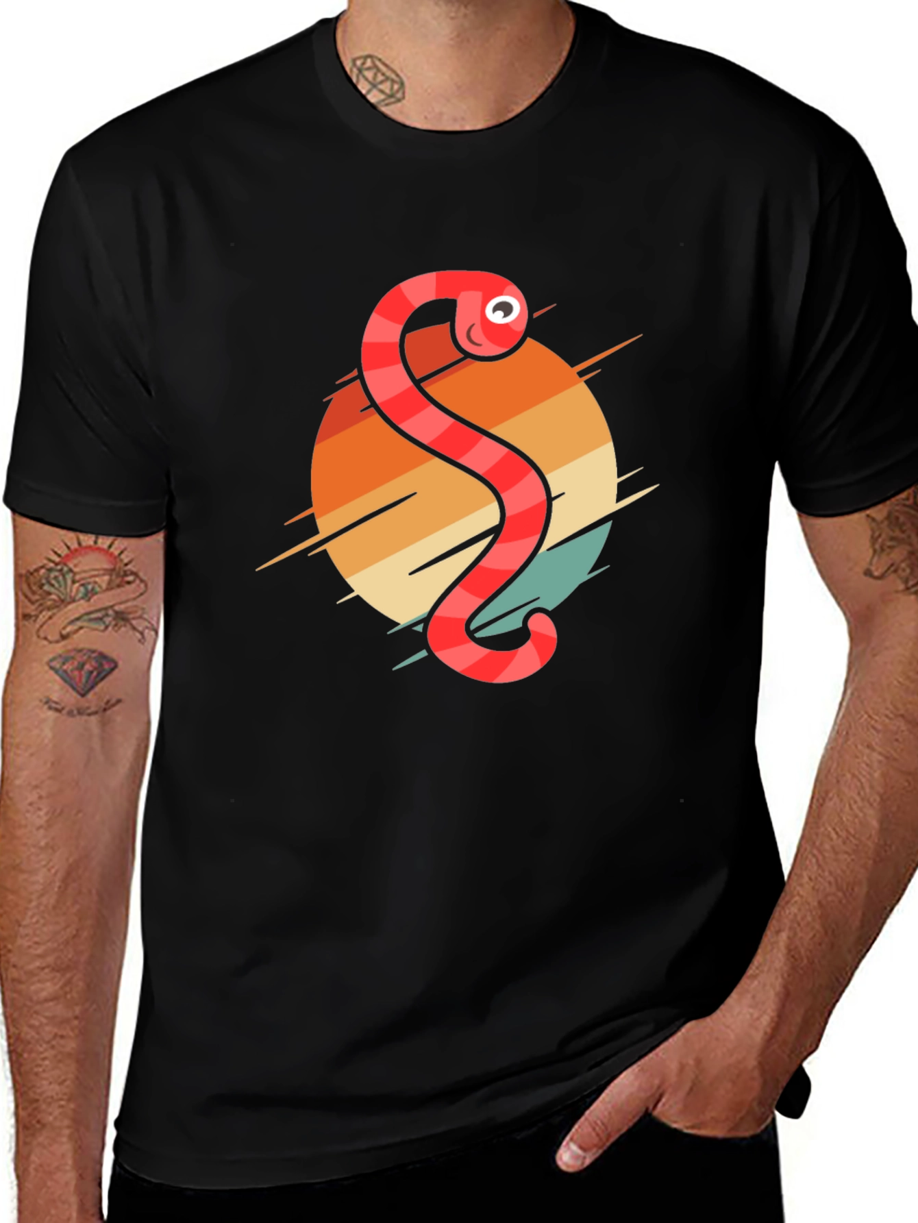 Retro Worm Graphic Tee - Fun Novelty T-Shirt