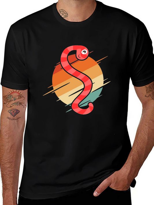 Retro Worm Graphic Tee - Fun Novelty T-Shirt