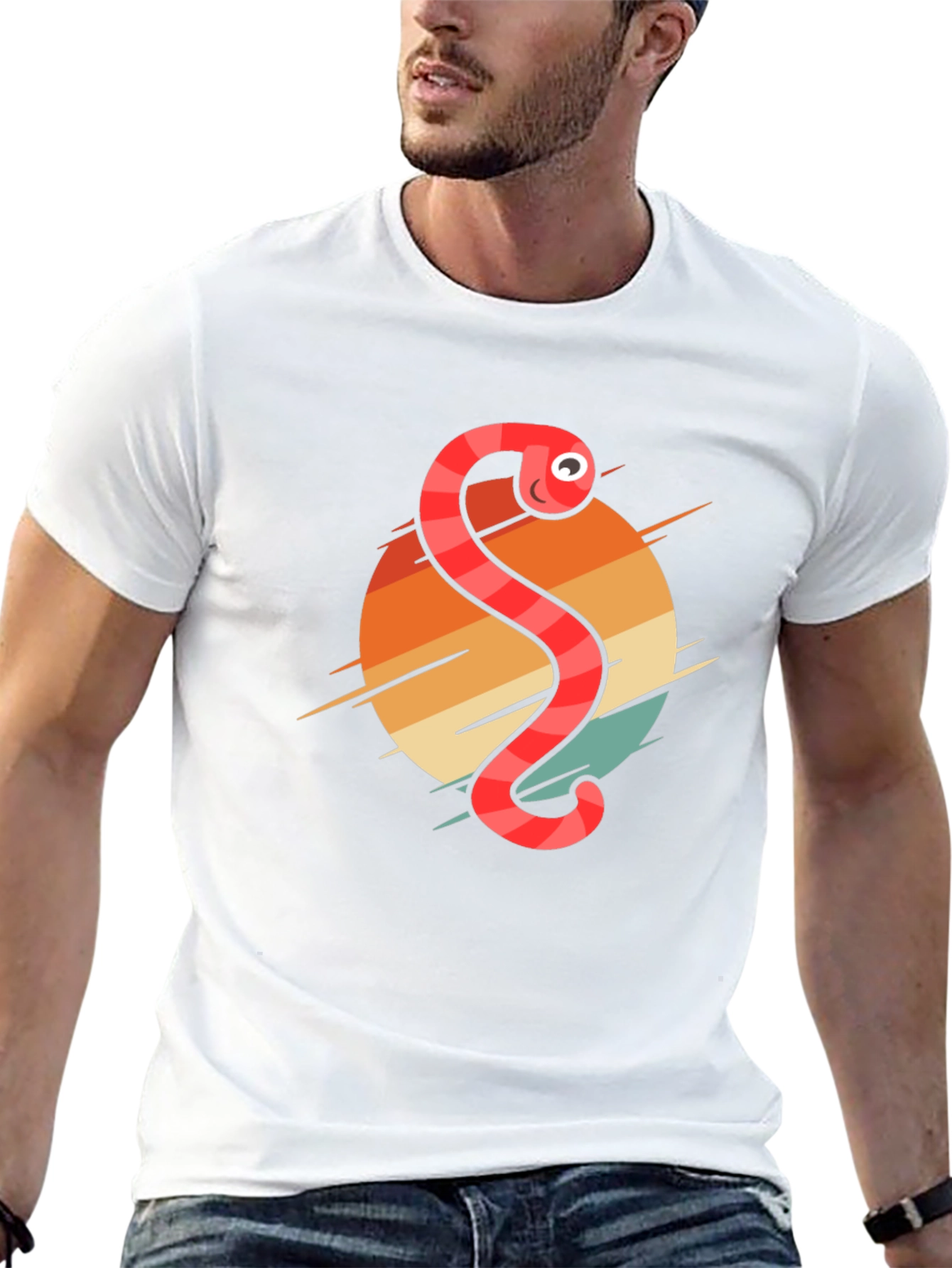 Retro Worm Graphic Tee - Fun Novelty T-Shirt