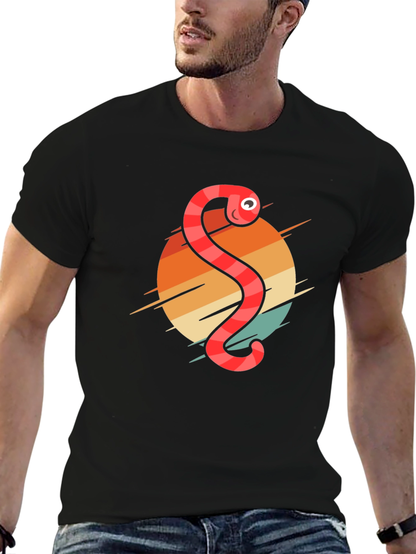 Retro Worm Graphic Tee - Fun Novelty T-Shirt