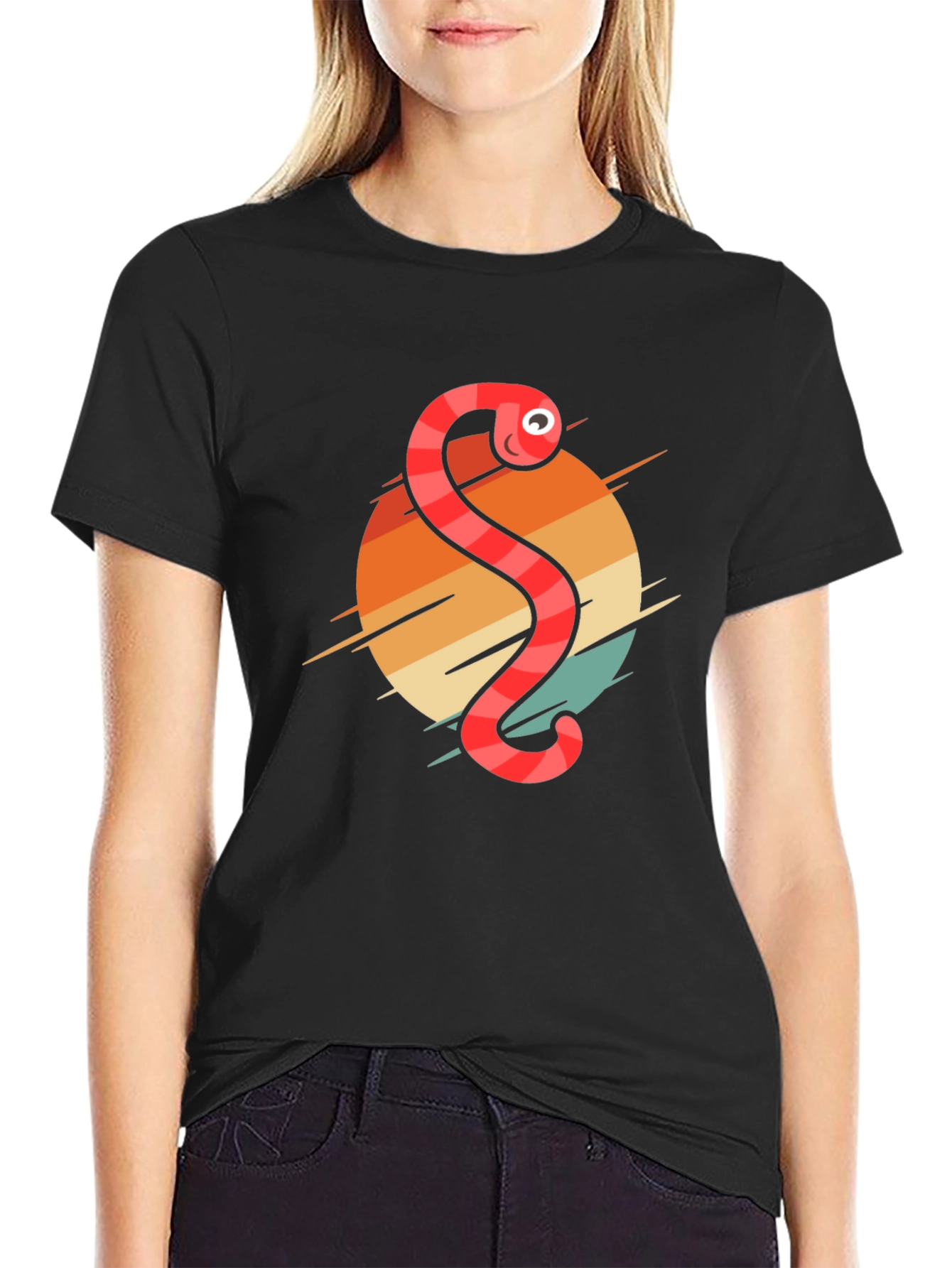 Retro Worm Graphic Tee - Fun Novelty T-Shirt