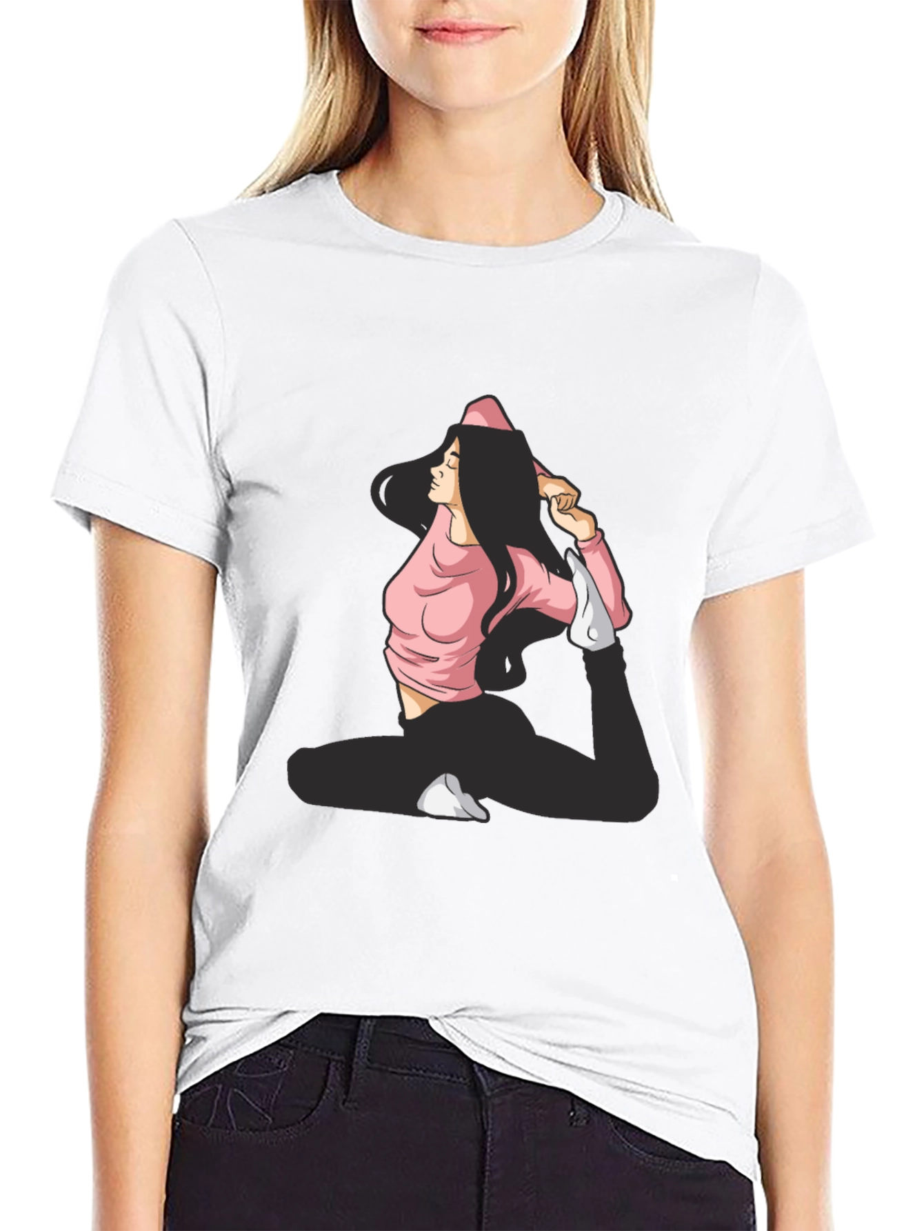 Yoga Pose Graphic Black T-Shirt
