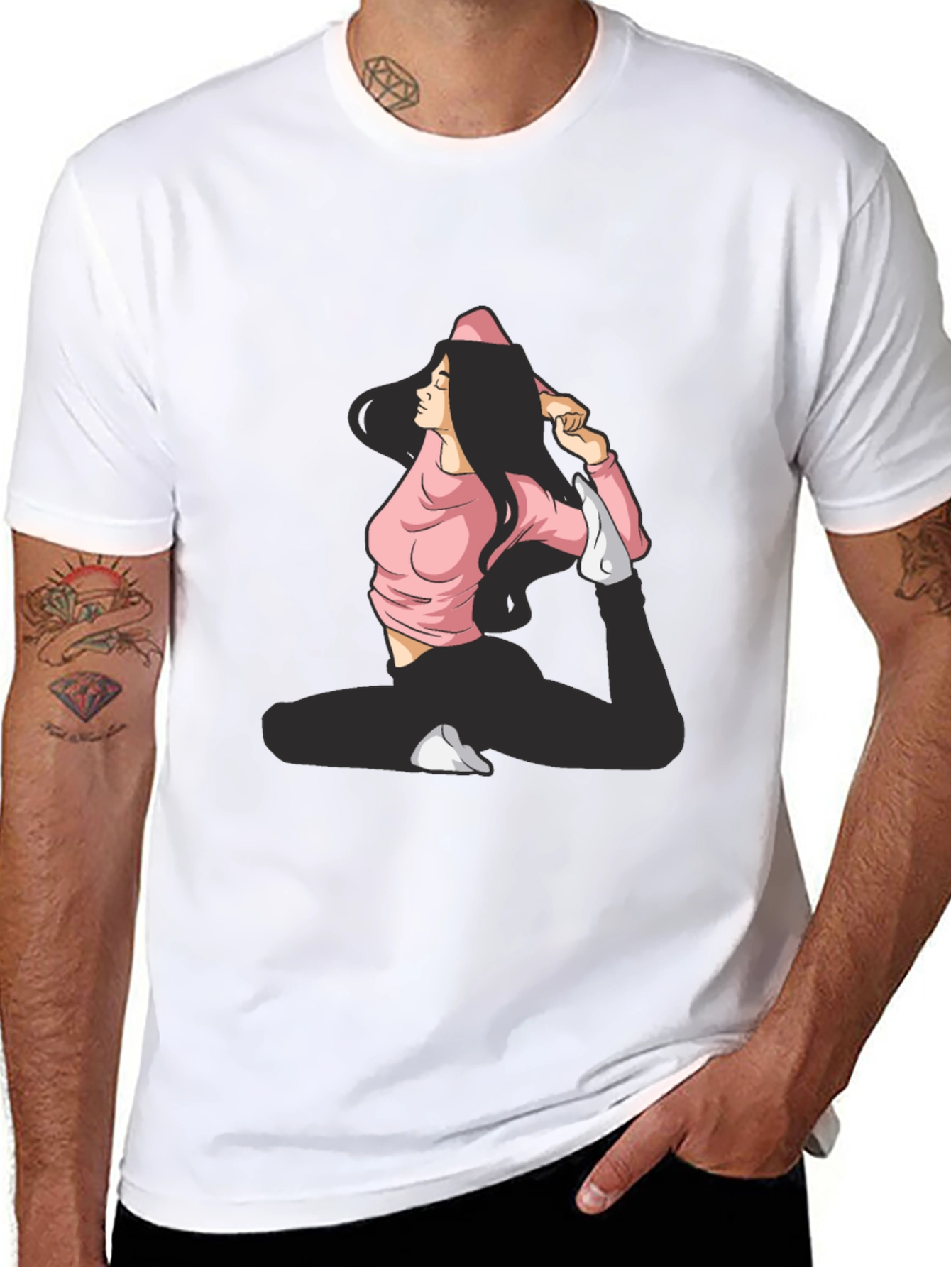 Yoga Pose Graphic Black T-Shirt