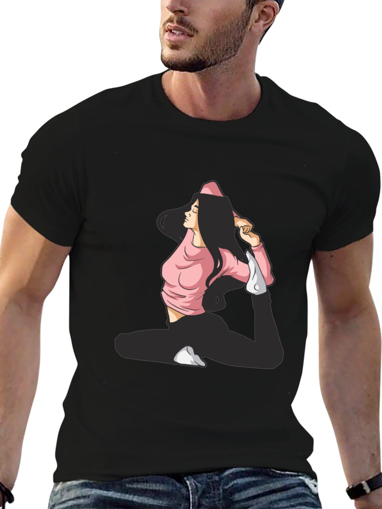 Yoga Pose Graphic Black T-Shirt