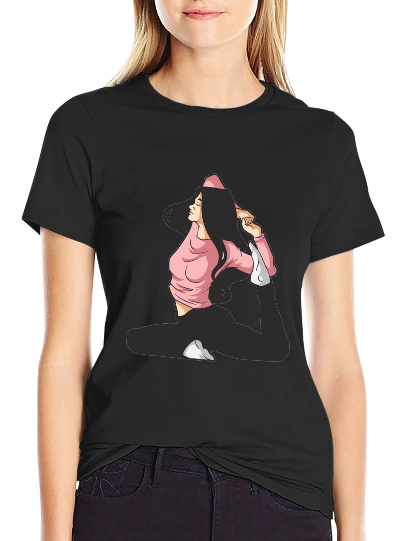 Yoga Pose Graphic Black T-Shirt