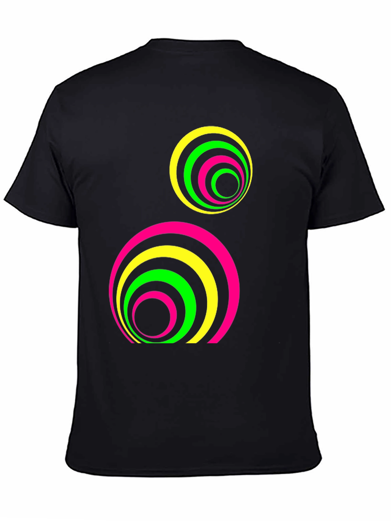 Retro Neon Circle Graphic Tee - Black