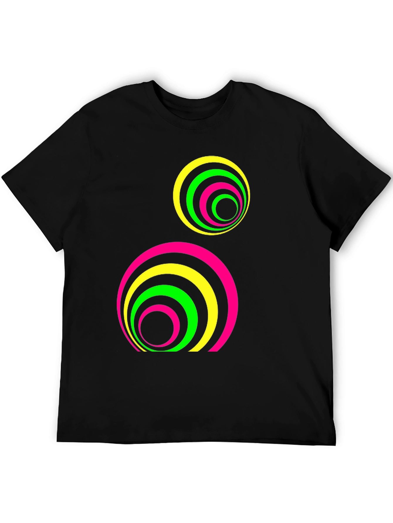Retro Neon Circle Graphic Tee - Black
