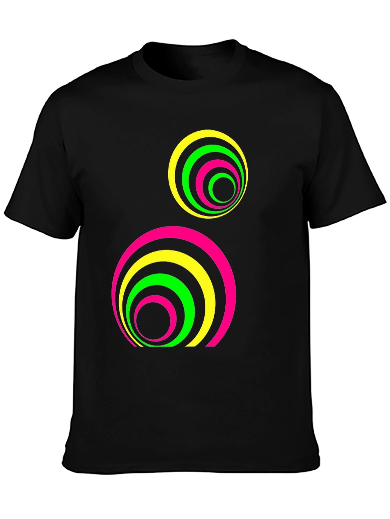 Retro Neon Circle Graphic Tee - Black