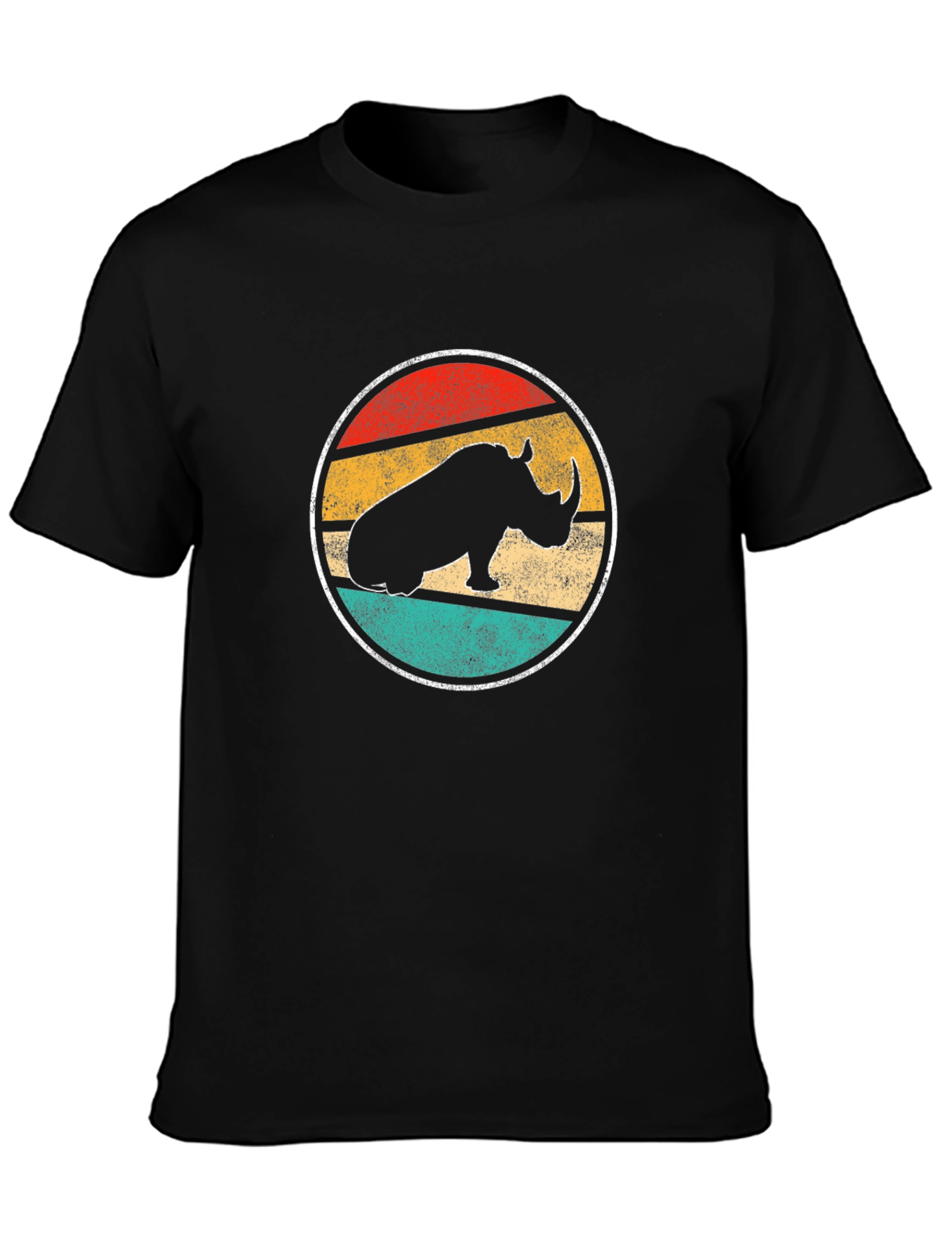 Retro Rhino Graphic Tee - Unisex Black T-Shirt