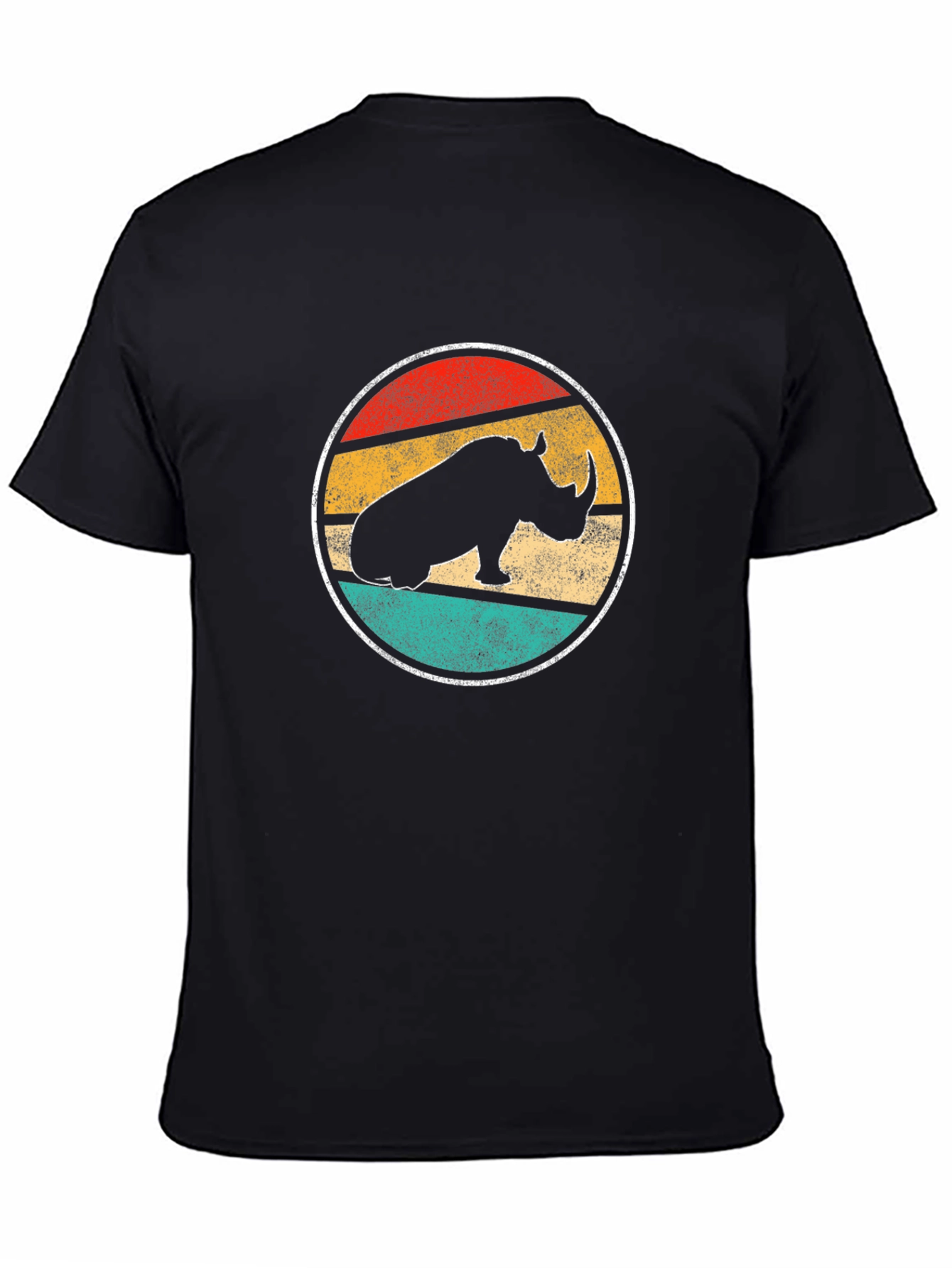 Retro Rhino Graphic Tee - Unisex Black T-Shirt