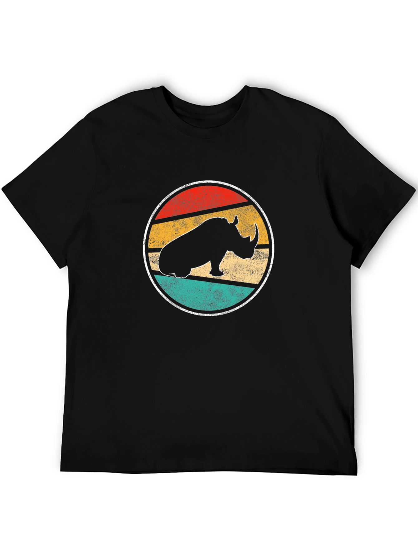 Retro Rhino Graphic Tee - Unisex Black T-Shirt