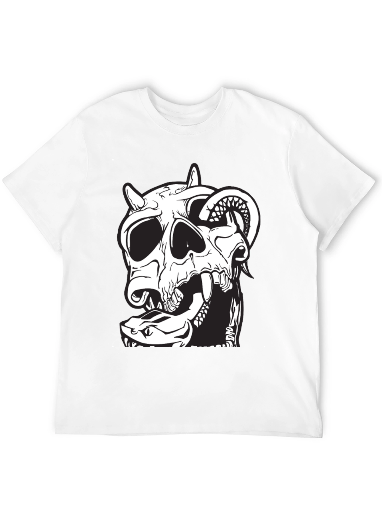 Skull & Snake Graphic Tee - Black Cotton