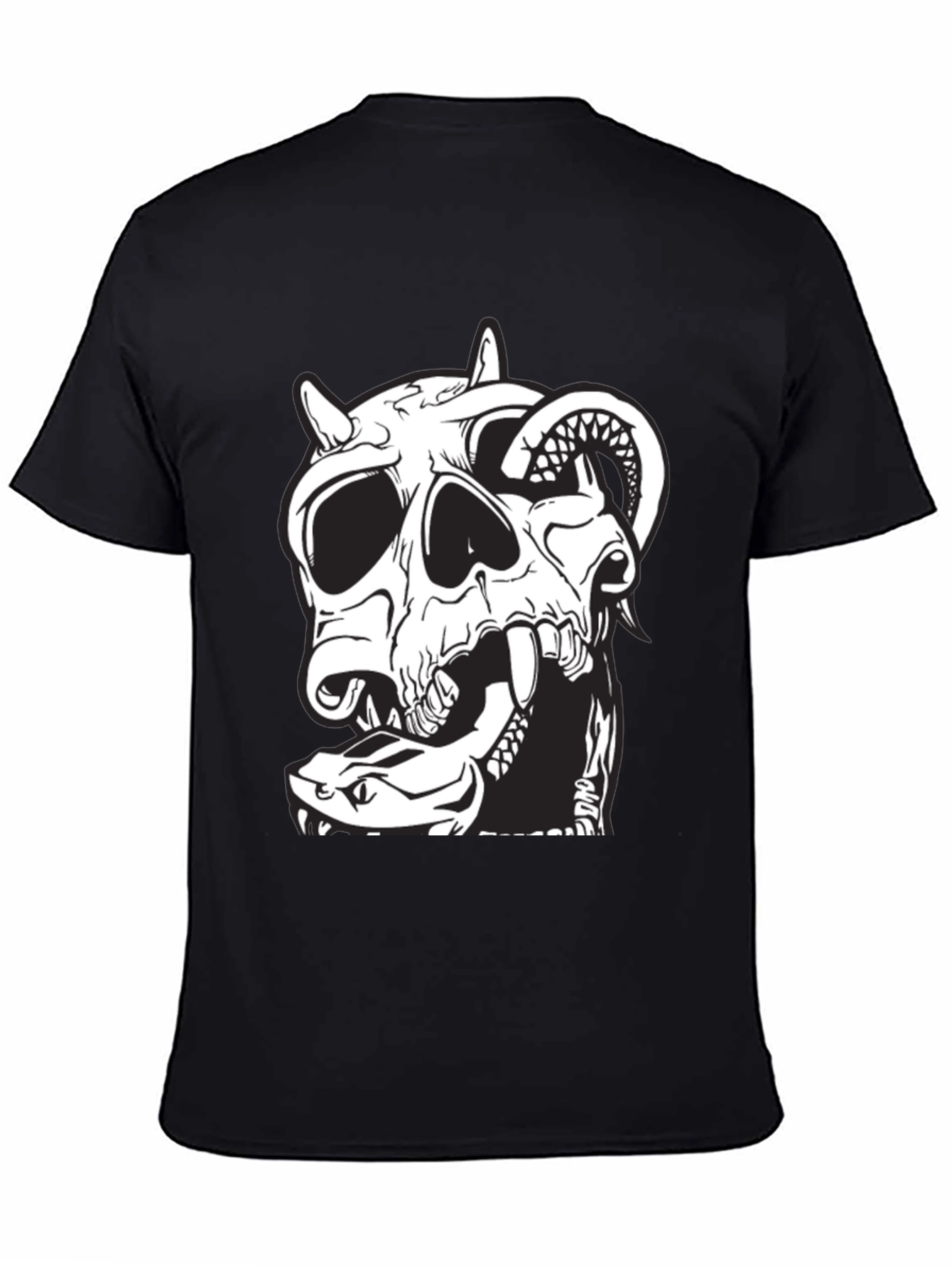 Skull & Snake Graphic Tee - Black Cotton
