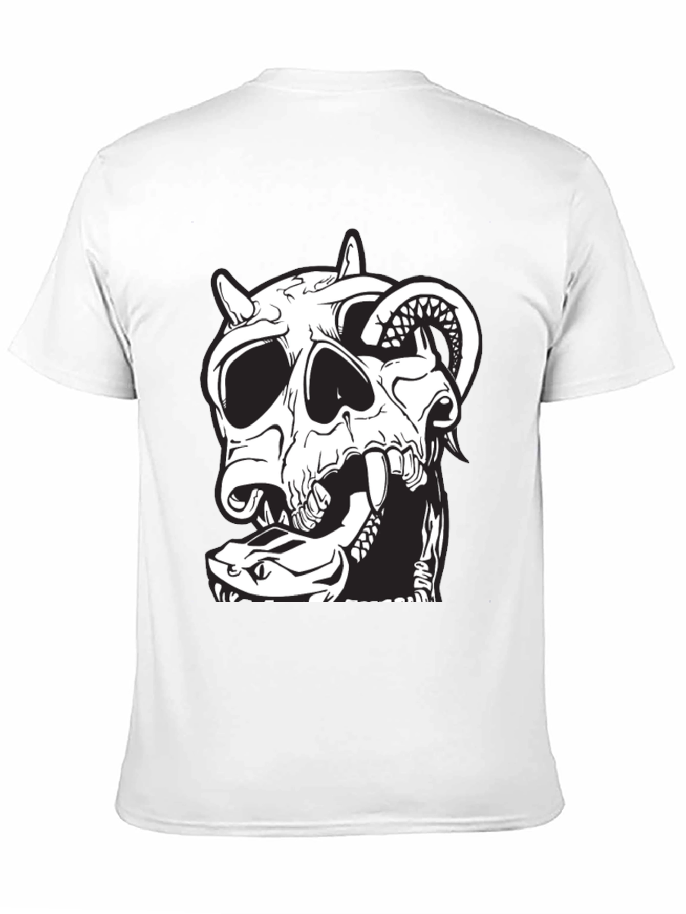 Skull & Snake Graphic Tee - Black Cotton