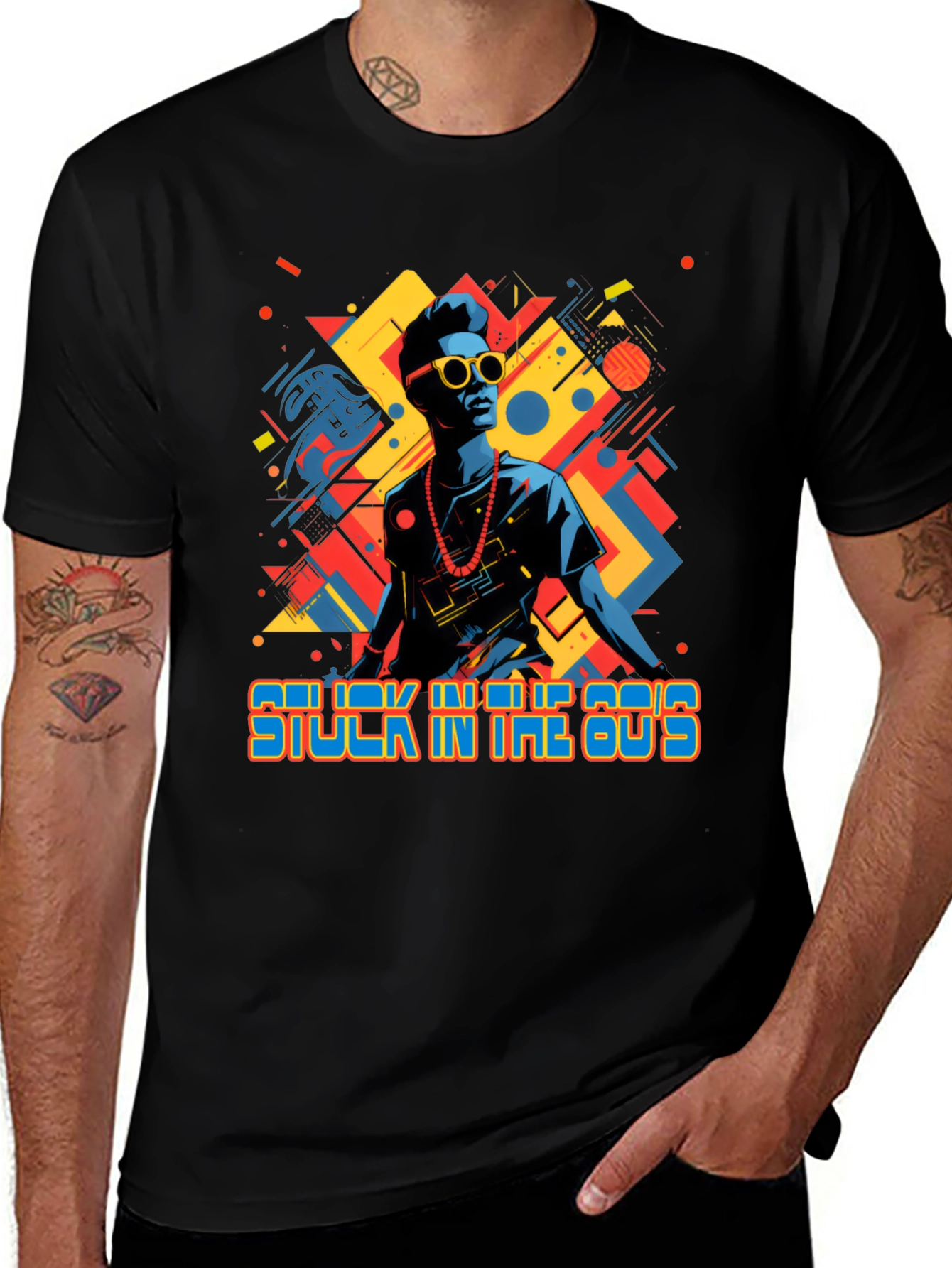 Stuck in the 80s Retro Graphic Tee - Black