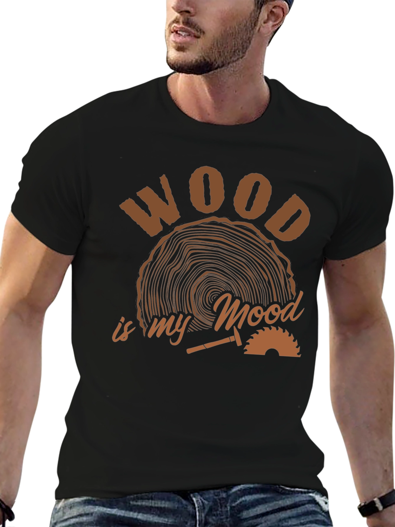 Wood is My Mood Black T-Shirt
