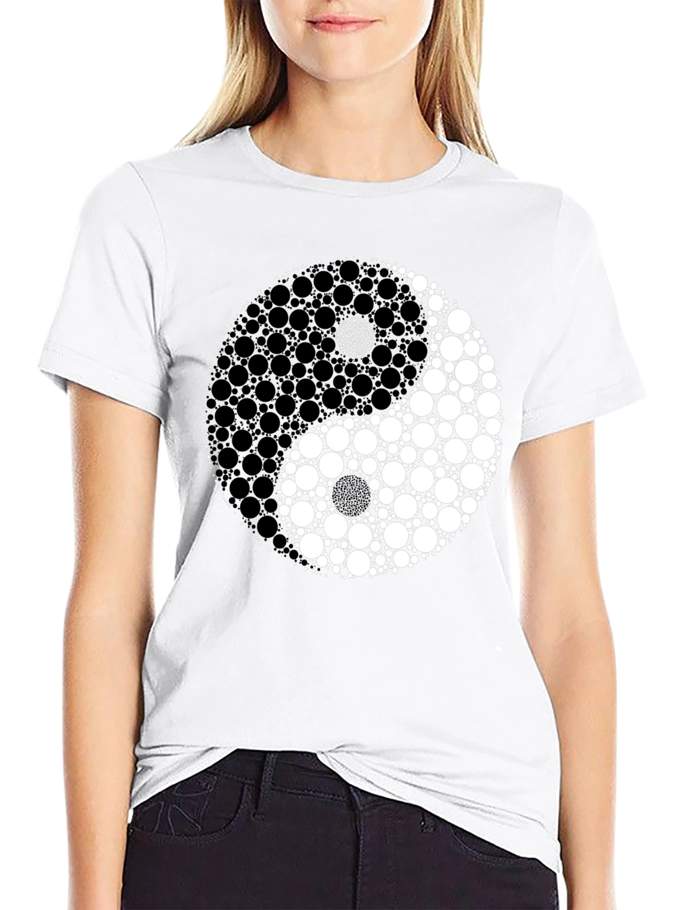 Yin Yang Circle Graphic Black T-Shirt