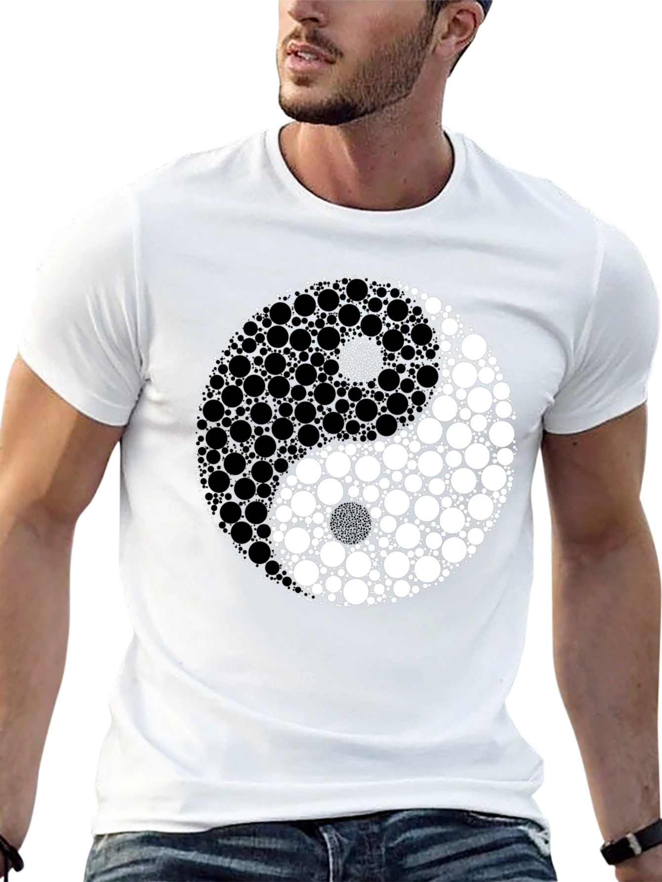Yin Yang Circle Graphic Black T-Shirt